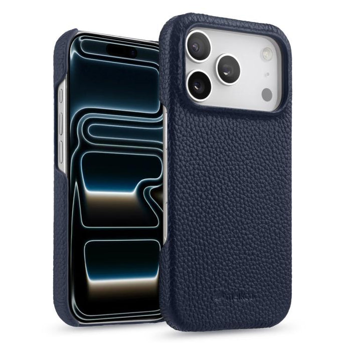 Funda para teléfono de cuero genuino con textura de lichi magnética de media cobertura de melkco, For iPhone 17e / 16e, For iPhone 17 Pro Max, For iPhone 17 Pro, For iPhone 17, For iPhone Air, For iPhone 16 Pro Max, For iPhone 16 Pro, For iPhone 16    ...