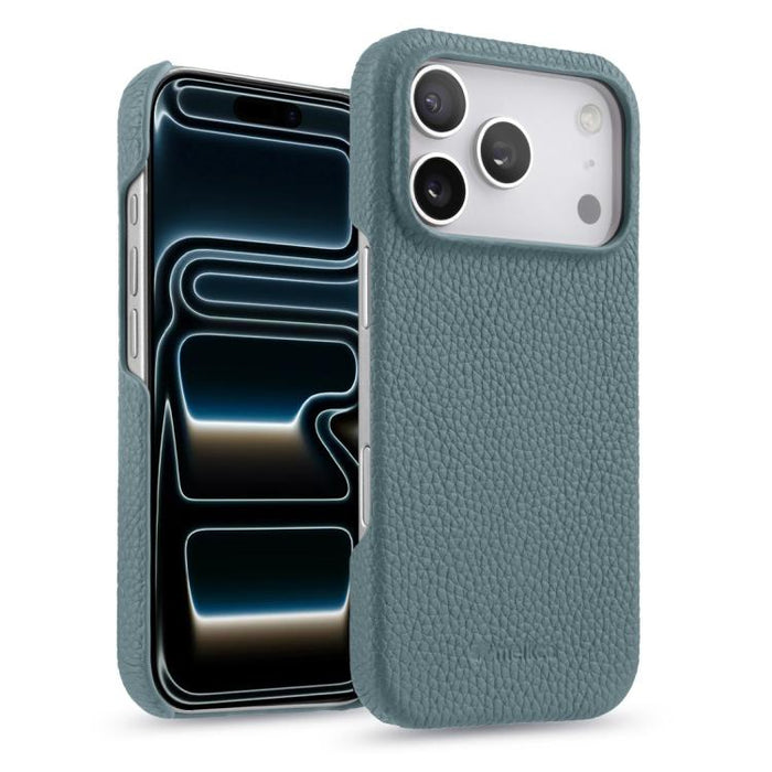 Funda para teléfono de cuero genuino con textura de lichi magnética de media cobertura de melkco, For iPhone 17e / 16e, For iPhone 17 Pro Max, For iPhone 17 Pro, For iPhone 17, For iPhone Air, For iPhone 16 Pro Max, For iPhone 16 Pro, For iPhone 16    ...