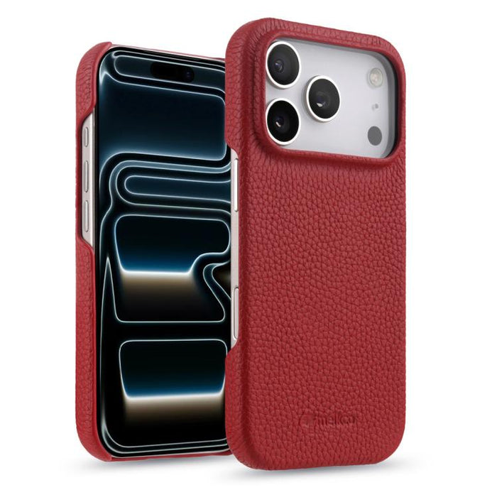 Funda para teléfono de cuero genuino con textura de lichi magnética de media cobertura de melkco, For iPhone 17e / 16e, For iPhone 17 Pro Max, For iPhone 17 Pro, For iPhone 17, For iPhone Air, For iPhone 16 Pro Max, For iPhone 16 Pro, For iPhone 16    ...