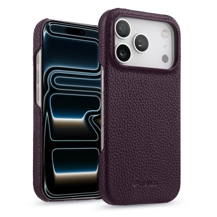 Funda para teléfono de cuero genuino con textura de lichi magnética de media cobertura de melkco, For iPhone 17e / 16e, For iPhone 17 Pro Max, For iPhone 17 Pro, For iPhone 17, For iPhone Air, For iPhone 16 Pro Max, For iPhone 16 Pro, For iPhone 16    ...