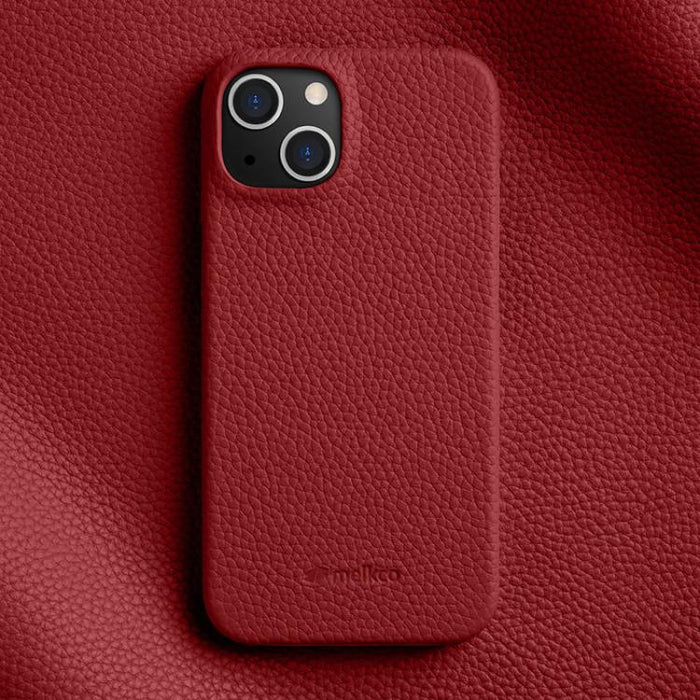 Funda para teléfono de cuero genuino con textura de lichi magnética de media cobertura de melkco, For iPhone 14 Pro, For iPhone 14 Pro Max