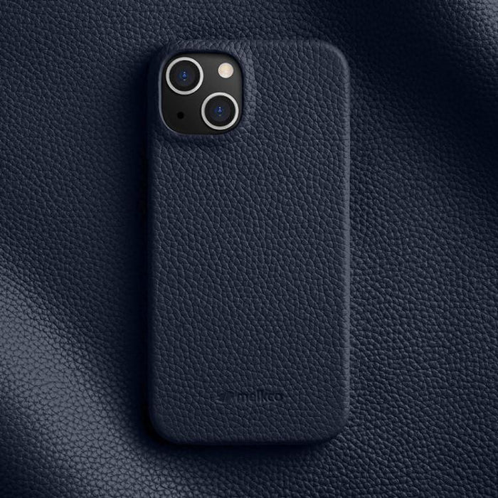 Funda para teléfono de cuero genuino con textura de lichi magnética de media cobertura de melkco, For iPhone 14 Pro, For iPhone 14 Pro Max