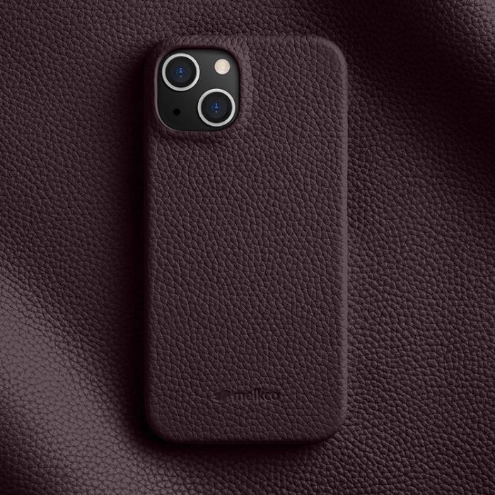Funda para teléfono de cuero genuino con textura de lichi magnética de media cobertura de melkco, For iPhone 14 Pro, For iPhone 14 Pro Max