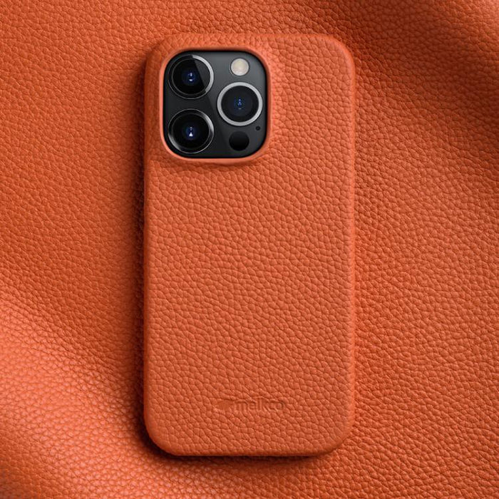 Funda para teléfono de cuero genuino con textura de lichi magnética de media cobertura de melkco, For iPhone 14 Pro, For iPhone 14 Pro Max