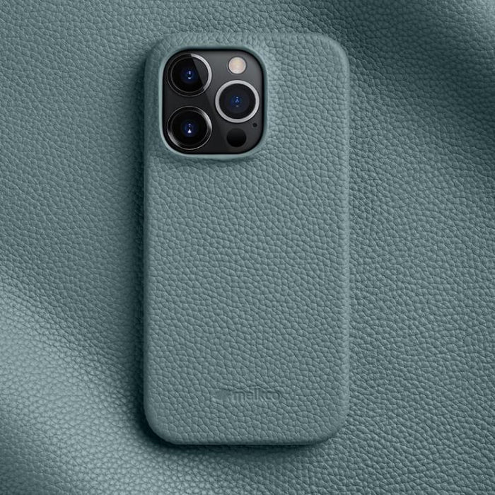 Funda para teléfono de cuero genuino con textura de lichi magnética de media cobertura de melkco, For iPhone 14 Pro, For iPhone 14 Pro Max