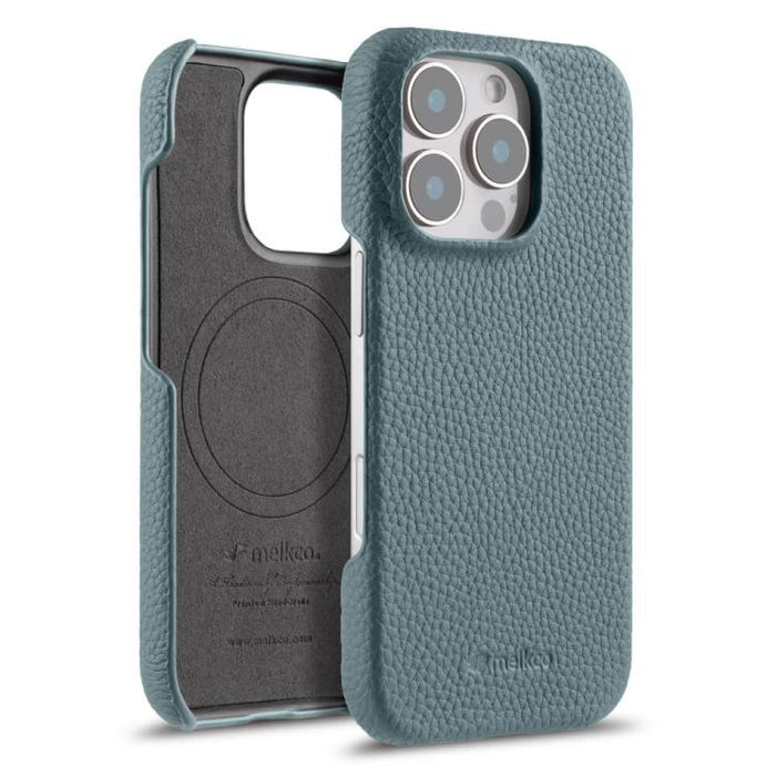 Funda para teléfono de cuero genuino con textura de lichi magnética de media cobertura de melkco, For iPhone 17e / 16e, For iPhone 17 Pro Max, For iPhone 17 Pro, For iPhone 17, For iPhone Air, For iPhone 16 Pro Max, For iPhone 16 Pro, For iPhone 16    ...