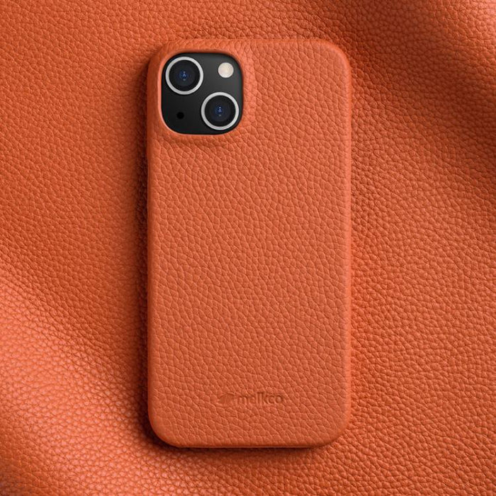 Funda para teléfono de cuero genuino con textura de lichi magnética de media cobertura de melkco, For iPhone 14 Pro, For iPhone 14 Pro Max