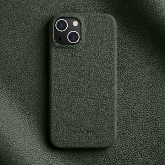 Funda para teléfono de cuero genuino con textura de lichi magnética de media cobertura de melkco, For iPhone 14 Pro, For iPhone 14 Pro Max