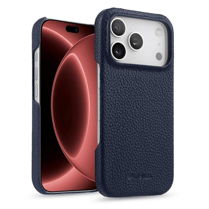 Funda para teléfono de cuero genuino con textura de lichi magnética de media cobertura de melkco, For iPhone 17e / 16e, For iPhone 17 Pro Max, For iPhone 17 Pro, For iPhone 17, For iPhone Air, For iPhone 16 Pro Max, For iPhone 16 Pro, For iPhone 16    ...