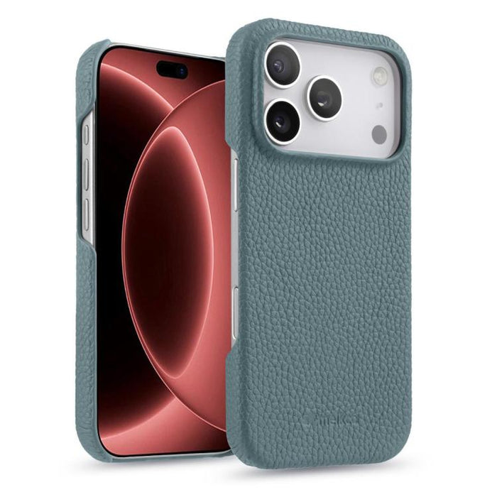 Funda para teléfono de cuero genuino con textura de lichi magnética de media cobertura de melkco, For iPhone 17e / 16e, For iPhone 17 Pro Max, For iPhone 17 Pro, For iPhone 17, For iPhone Air, For iPhone 16 Pro Max, For iPhone 16 Pro, For iPhone 16    ...