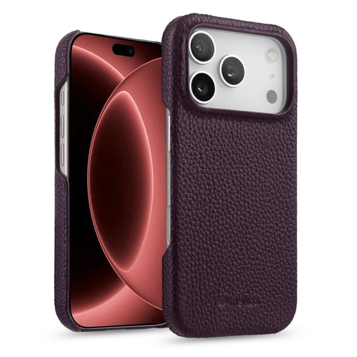 Funda para teléfono de cuero genuino con textura de lichi magnética de media cobertura de melkco, For iPhone 17e / 16e, For iPhone 17 Pro Max, For iPhone 17 Pro, For iPhone 17, For iPhone Air, For iPhone 16 Pro Max, For iPhone 16 Pro, For iPhone 16    ...