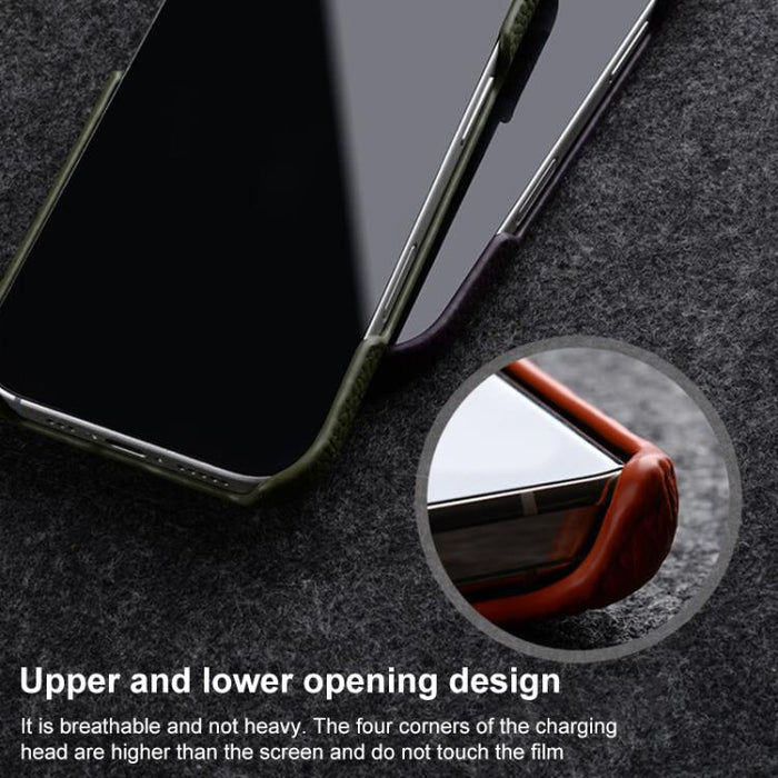 Funda para teléfono de cuero genuino con textura de lichi magnética de media cobertura de melkco, For iPhone 14 Pro, For iPhone 14 Pro Max