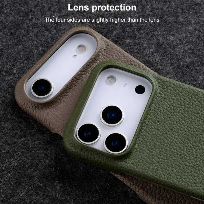 Funda para teléfono de cuero genuino con textura de lichi magnética de media cobertura de melkco, For iPhone 14 Pro, For iPhone 14 Pro Max
