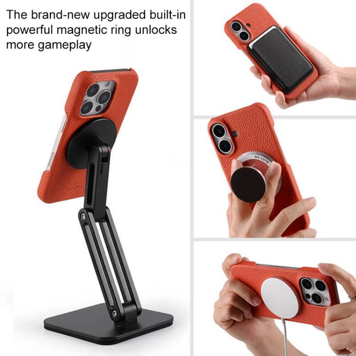 Funda para teléfono de cuero genuino con textura de lichi magnética de media cobertura de melkco, For iPhone 14 Pro, For iPhone 14 Pro Max