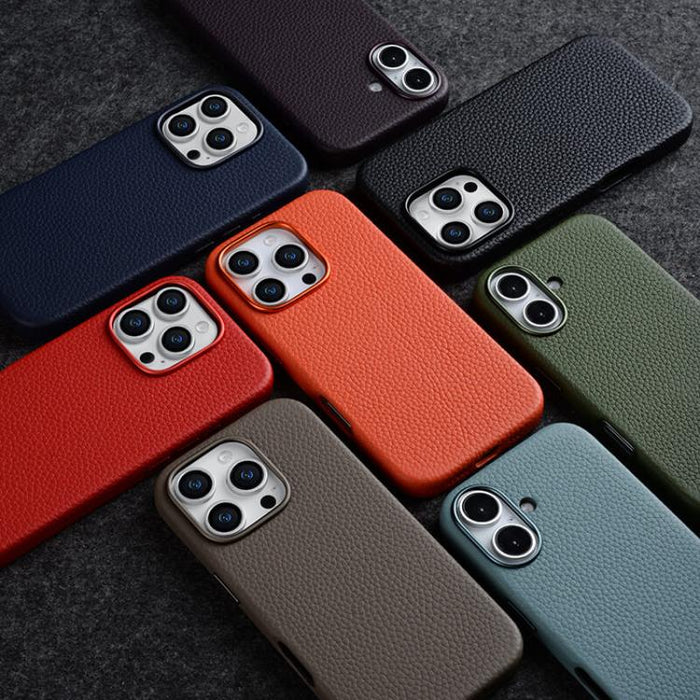 Funda magnética de piel auténtica con textura de lichi de melkco, For iPhone 16 Pro Max, For iPhone 16 Pro, For iPhone 16 Plus, For iPhone 16