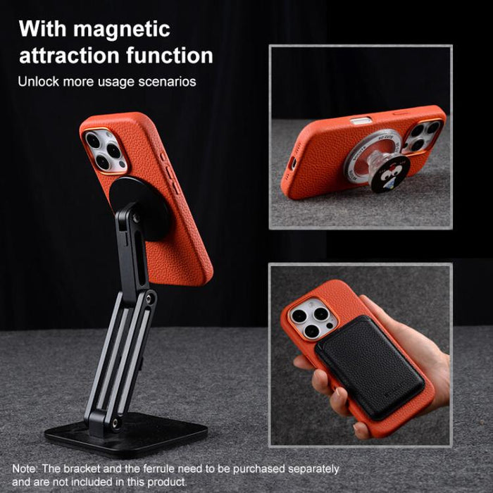 Funda magnética de piel auténtica con textura de lichi de melkco, For iPhone 16 Pro Max, For iPhone 16 Pro, For iPhone 16 Plus, For iPhone 16