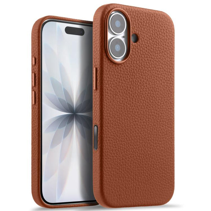 Funda magnética de piel auténtica con textura de lichi y botón de IA de melkco, For iPhone 17 Pro Max, For iPhone 17 Pro, For iPhone 17, For iPhone Air