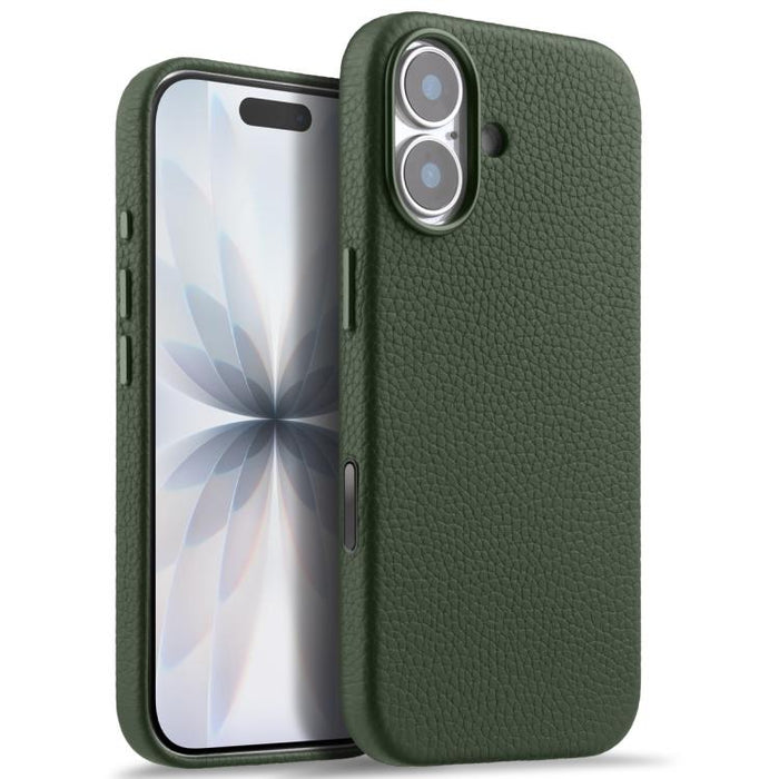 Funda magnética de piel auténtica con textura de lichi y botón de IA de melkco, For iPhone 17 Pro Max, For iPhone 17 Pro, For iPhone 17, For iPhone Air