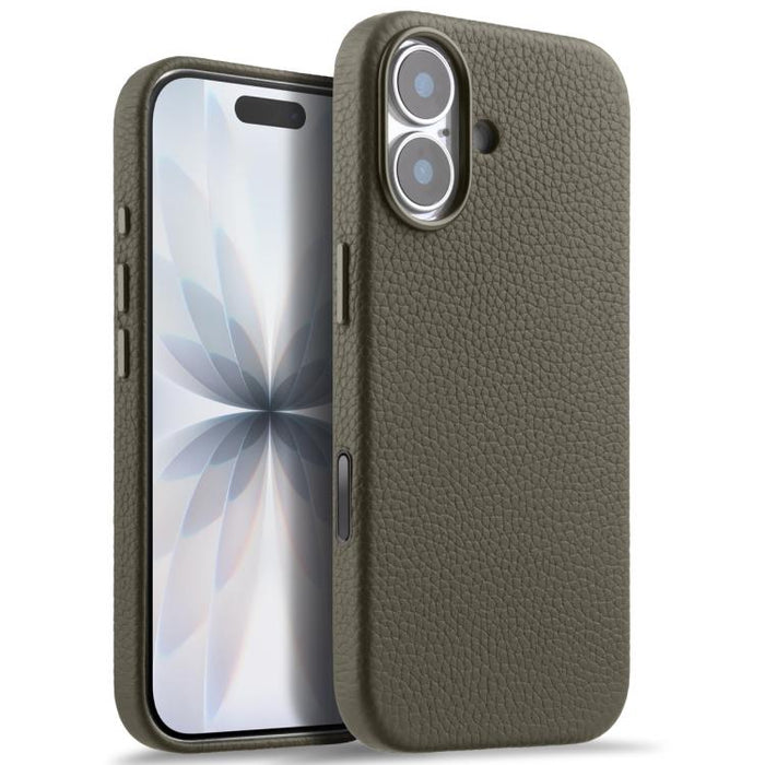 Funda magnética de piel auténtica con textura de lichi y botón de IA de melkco, For iPhone 17 Pro Max, For iPhone 17 Pro, For iPhone 17, For iPhone Air