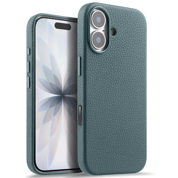 Funda magnética de piel auténtica con textura de lichi y botón de IA de melkco, For iPhone 17 Pro Max, For iPhone 17 Pro, For iPhone 17, For iPhone Air