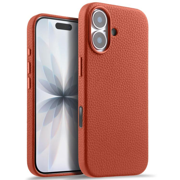 Funda magnética de piel auténtica con textura de lichi y botón de IA de melkco, For iPhone 17 Pro Max, For iPhone 17 Pro, For iPhone 17, For iPhone Air