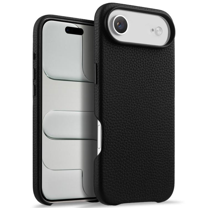 Funda magnética de piel auténtica con textura de lichi y botón de IA de melkco, For iPhone 17 Pro Max, For iPhone 17 Pro, For iPhone 17, For iPhone Air