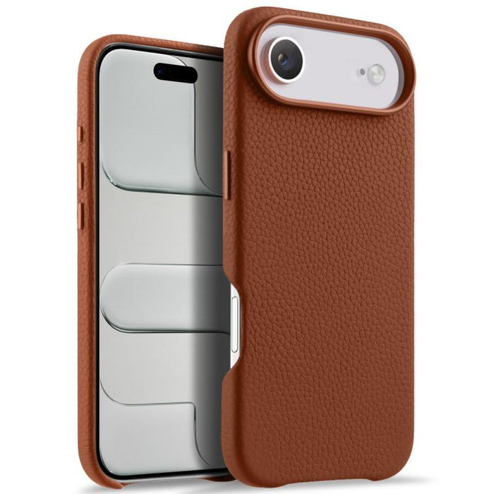 Funda magnética de piel auténtica con textura de lichi y botón de IA de melkco, For iPhone 17 Pro Max, For iPhone 17 Pro, For iPhone 17, For iPhone Air