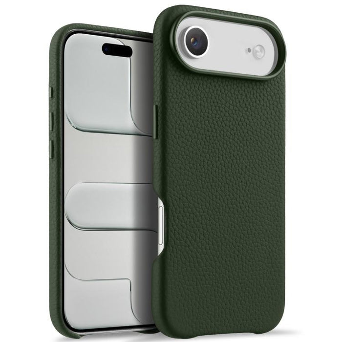 Funda magnética de piel auténtica con textura de lichi y botón de IA de melkco, For iPhone 17 Pro Max, For iPhone 17 Pro, For iPhone 17, For iPhone Air
