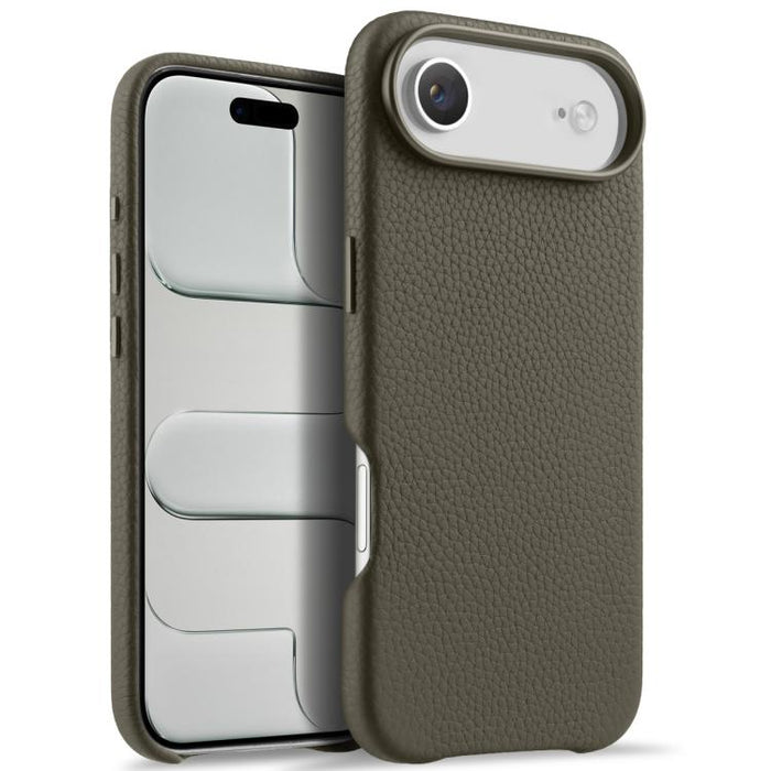 Funda magnética de piel auténtica con textura de lichi y botón de IA de melkco, For iPhone 17 Pro Max, For iPhone 17 Pro, For iPhone 17, For iPhone Air