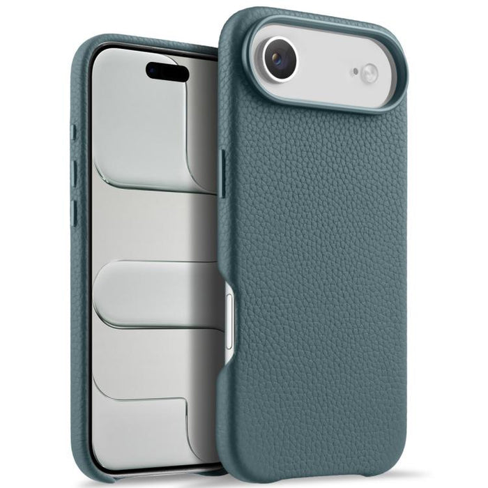 Funda magnética de piel auténtica con textura de lichi y botón de IA de melkco, For iPhone 17 Pro Max, For iPhone 17 Pro, For iPhone 17, For iPhone Air