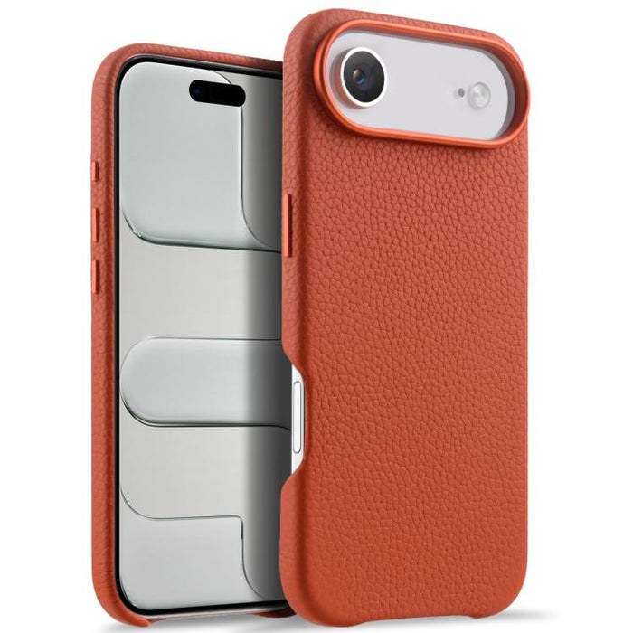 Funda magnética de piel auténtica con textura de lichi y botón de IA de melkco, For iPhone 17 Pro Max, For iPhone 17 Pro, For iPhone 17, For iPhone Air