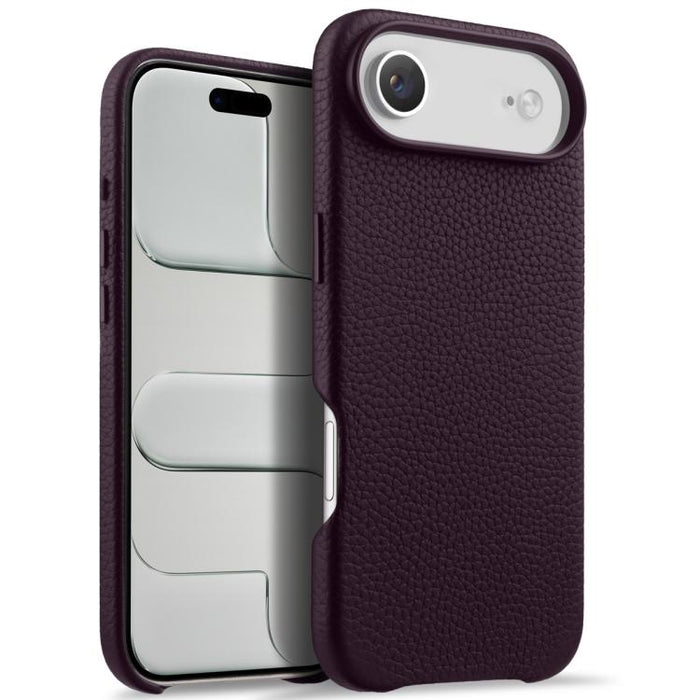 Funda magnética de piel auténtica con textura de lichi y botón de IA de melkco, For iPhone 17 Pro Max, For iPhone 17 Pro, For iPhone 17, For iPhone Air