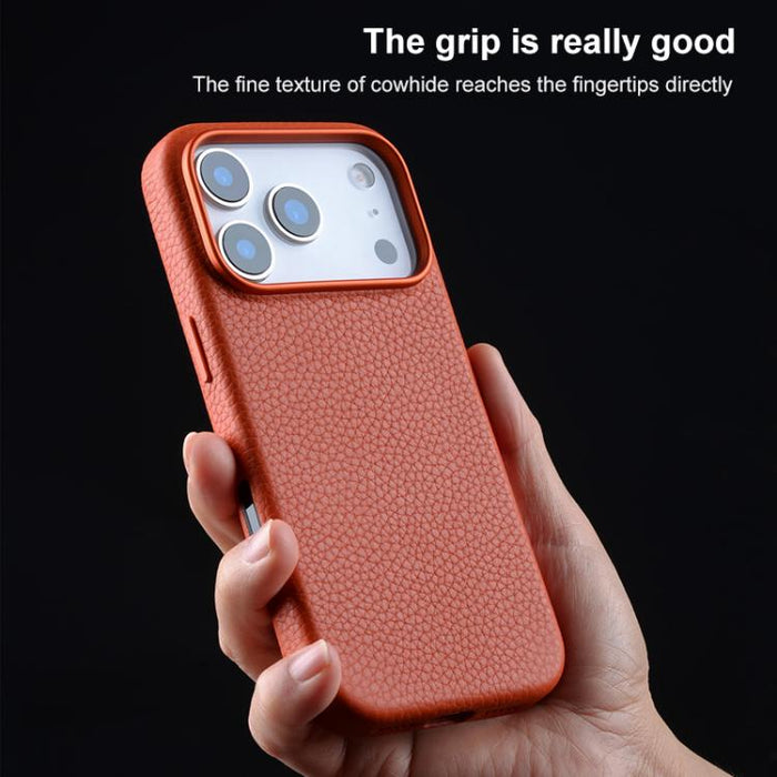 Funda magnética de piel auténtica con textura de lichi y botón de IA de melkco, For iPhone 17 Pro Max, For iPhone 17 Pro, For iPhone 17, For iPhone Air