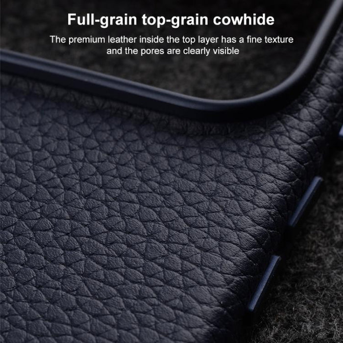 Funda magnética de piel auténtica con textura de lichi y botón de IA de melkco, For iPhone 17 Pro Max, For iPhone 17 Pro, For iPhone 17, For iPhone Air