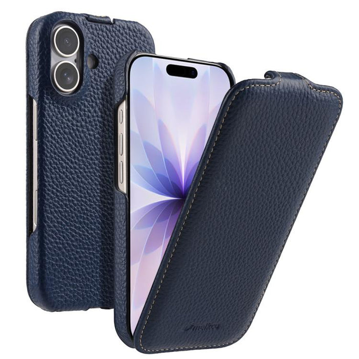 Funda para teléfono Melkco con textura de lichi, apertura vertical y magnética, de cuero genuino., For iPhone 17 Pro Max, For iPhone 17 Pro, For iPhone 17, For iPhone Air