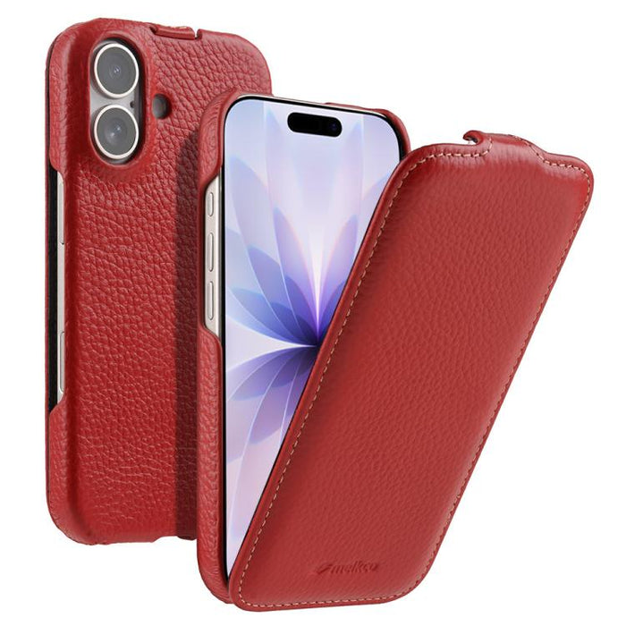 Funda para teléfono Melkco con textura de lichi, apertura vertical y magnética, de cuero genuino., For iPhone 17 Pro Max, For iPhone 17 Pro, For iPhone 17, For iPhone Air