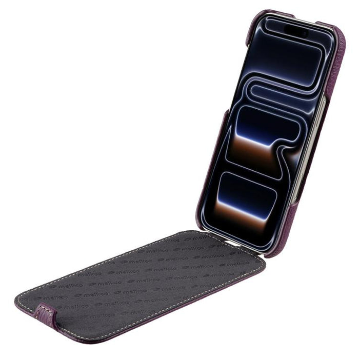 Funda para teléfono Melkco con textura de lichi, apertura vertical y magnética, de cuero genuino., For iPhone 17 Pro Max, For iPhone 17 Pro, For iPhone 17, For iPhone Air