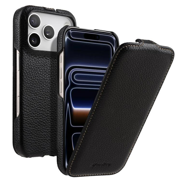 Funda para teléfono Melkco con textura de lichi, apertura vertical y magnética, de cuero genuino., For iPhone 17 Pro Max, For iPhone 17 Pro, For iPhone 17, For iPhone Air