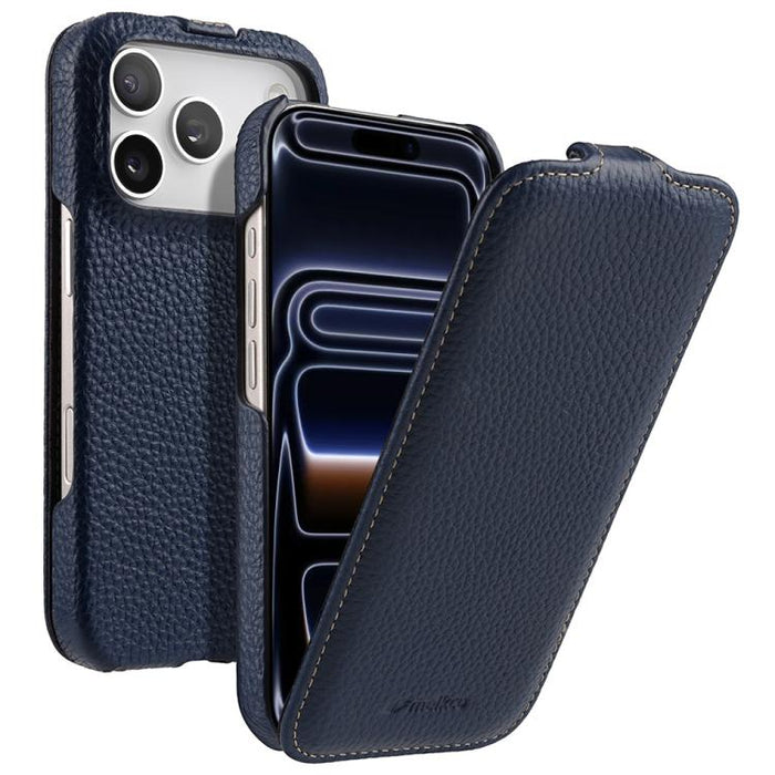 Funda para teléfono Melkco con textura de lichi, apertura vertical y magnética, de cuero genuino., For iPhone 17 Pro Max, For iPhone 17 Pro, For iPhone 17, For iPhone Air