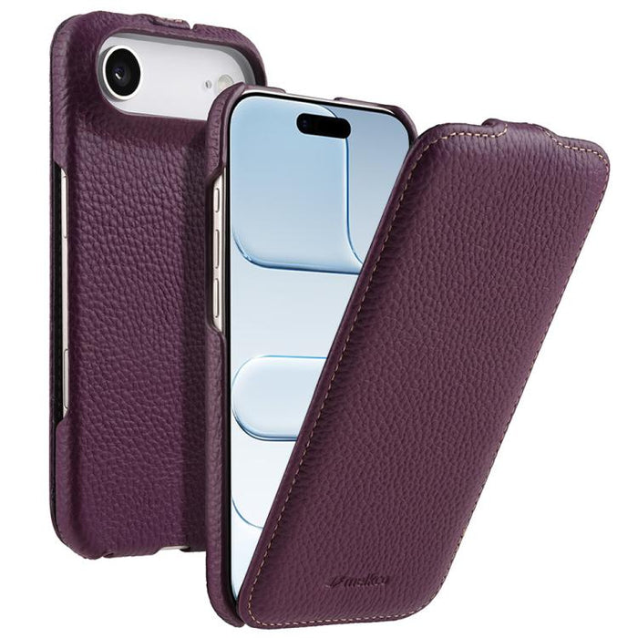 Funda para teléfono Melkco con textura de lichi, apertura vertical y magnética, de cuero genuino., For iPhone 17 Pro Max, For iPhone 17 Pro, For iPhone 17, For iPhone Air