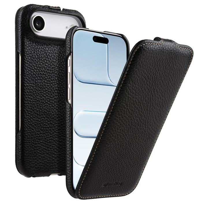 Funda para teléfono Melkco con textura de lichi, apertura vertical y magnética, de cuero genuino., For iPhone 17 Pro Max, For iPhone 17 Pro, For iPhone 17, For iPhone Air