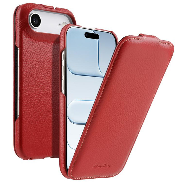 Funda para teléfono Melkco con textura de lichi, apertura vertical y magnética, de cuero genuino., For iPhone 17 Pro Max, For iPhone 17 Pro, For iPhone 17, For iPhone Air