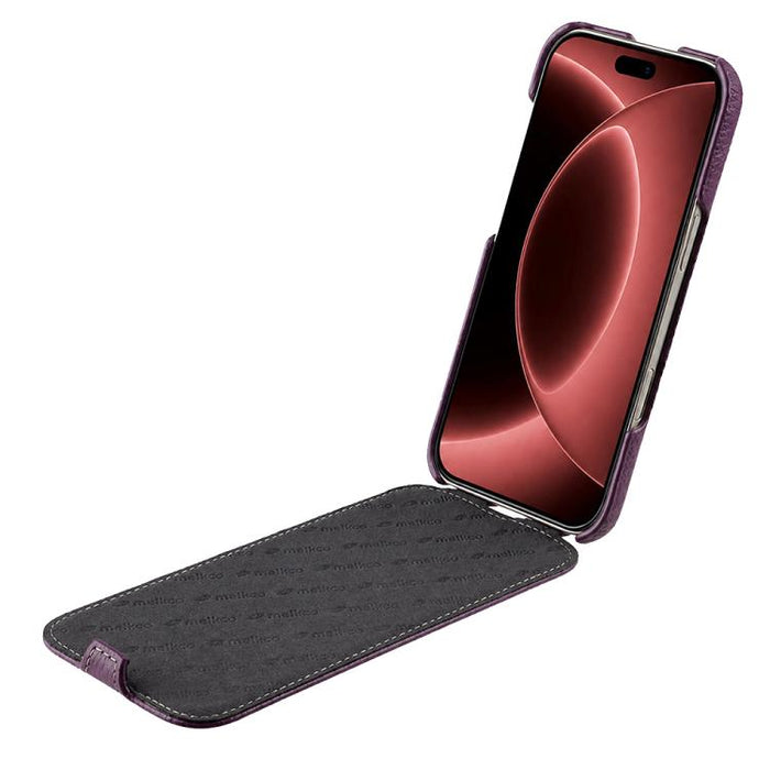 Funda para teléfono Melkco con textura de lichi, apertura vertical y magnética, de cuero genuino., For iPhone 17 Pro Max, For iPhone 17 Pro, For iPhone 17, For iPhone Air