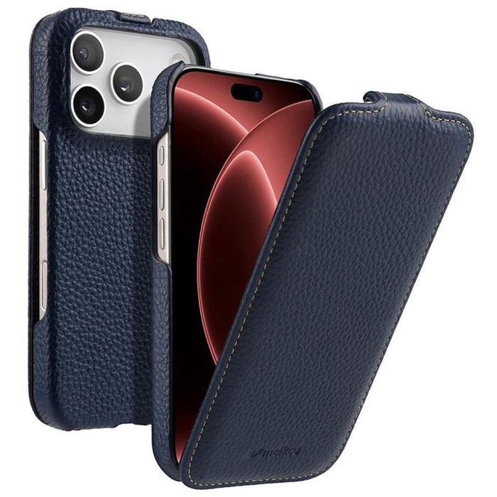 Funda para teléfono Melkco con textura de lichi, apertura vertical y magnética, de cuero genuino., For iPhone 17 Pro Max, For iPhone 17 Pro, For iPhone 17, For iPhone Air