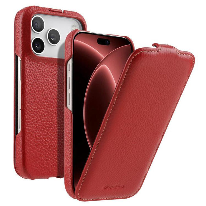 Funda para teléfono Melkco con textura de lichi, apertura vertical y magnética, de cuero genuino., For iPhone 17 Pro Max, For iPhone 17 Pro, For iPhone 17, For iPhone Air