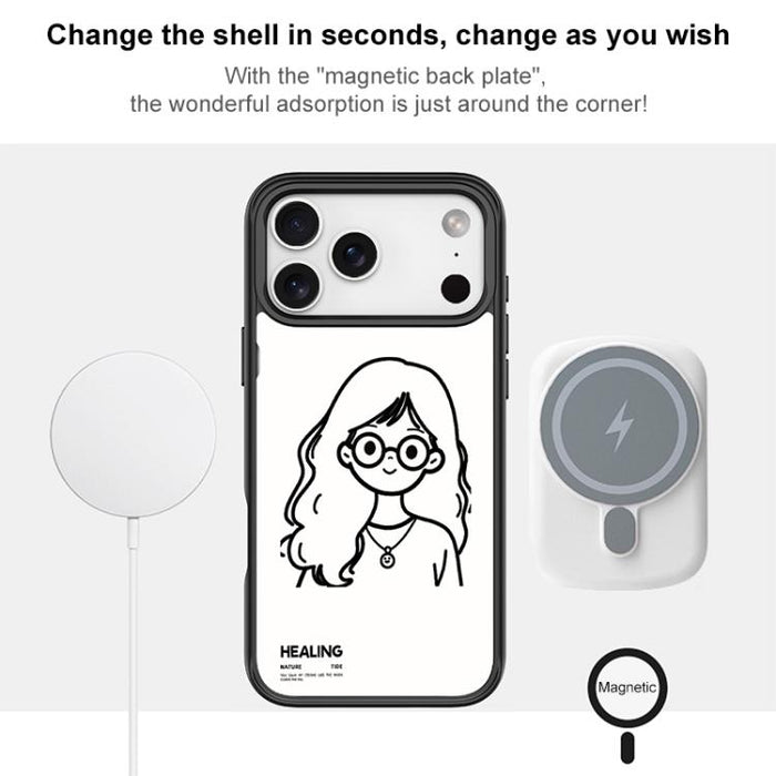 Funda magnética para teléfono con diseño de chica tranquila (Sketch Quiet Girl Pattern), For iPhone 17 Pro Max, For iPhone 17 Pro, For iPhone 17, For iPhone Air, For iPhone 16 Pro Max, For iPhone 16 Pro, For iPhone 16 Plus, For iPhone 16               ...
