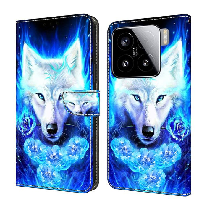 Funda para teléfono de cuero vegano pintado con efecto cristal, For Xiaomi 15 Pro, For Xiaomi 15