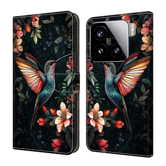 Funda para teléfono de cuero vegano pintado con efecto cristal, For Xiaomi 15 Pro, For Xiaomi 15