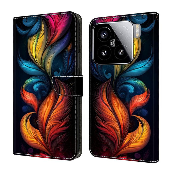 Funda para teléfono de cuero vegano pintado con efecto cristal, For Xiaomi 15 Pro, For Xiaomi 15