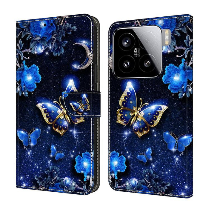 Funda para teléfono de cuero vegano pintado con efecto cristal, For Xiaomi 15 Pro, For Xiaomi 15